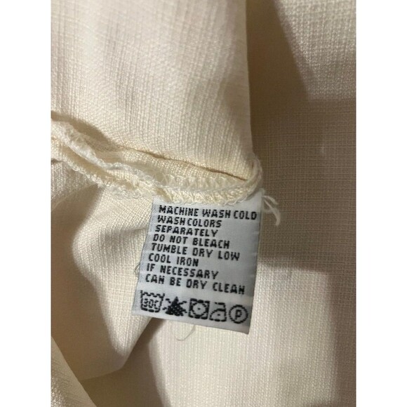 Tommy Bahama Mens Large 100% Silk Hawaiian Shirt Beige Floral Embroidered Design - Picture 8 of 10